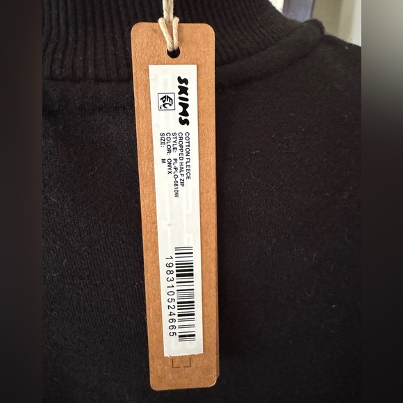 NWT SKIMS Half Zip Crop Cotton Fleece Blend Sweatshirt (M) - Picture 4 of 9